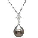 ミキモト MIKIMOTO パール ダイヤ ペンダント グレー×ホワイトゴールド K18WG パール ダイヤモンド ネックレス MIKIMOTO 真珠 1粒 Au750 WG