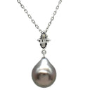 ミキモト MIKIMOTO パール ダイヤ ペンダント グレー×ホワイトゴールド K18WG パール ダイヤモンド ネックレス MIKIMOTO 真珠 1粒 Au750 WG