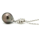 ミキモト MIKIMOTO パール ダイヤ ペンダント グレー×ホワイトゴールド K18WG パール ダイヤモンド ネックレス MIKIMOTO 真珠 1粒 Au750 WG
