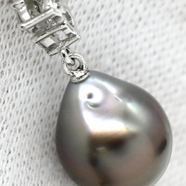 ミキモト MIKIMOTO パール ダイヤ ペンダント グレー×ホワイトゴールド K18WG パール ダイヤモンド ネックレス MIKIMOTO 真珠 1粒 Au750 WG