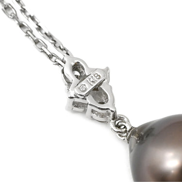 ミキモト MIKIMOTO パール ダイヤ ペンダント グレー×ホワイトゴールド K18WG パール ダイヤモンド ネックレス MIKIMOTO 真珠 1粒 Au750 WG