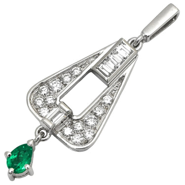 ミキモト MIKIMOTO エメラルド ダイヤモンド グリーン×プラチナシルバー Pt900 ダイヤモンド エメラルド ペンダントトップ Pt900 プラチナ バゲット ペアシェイプ 雫 しずく型