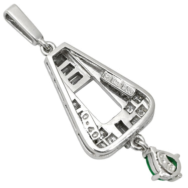 ミキモト MIKIMOTO エメラルド ダイヤモンド グリーン×プラチナシルバー Pt900 ダイヤモンド エメラルド ペンダントトップ Pt900 プラチナ バゲット ペアシェイプ 雫 しずく型