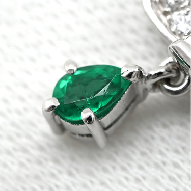 ミキモト MIKIMOTO エメラルド ダイヤモンド グリーン×プラチナシルバー Pt900 ダイヤモンド エメラルド ペンダントトップ Pt900 プラチナ バゲット ペアシェイプ 雫 しずく型