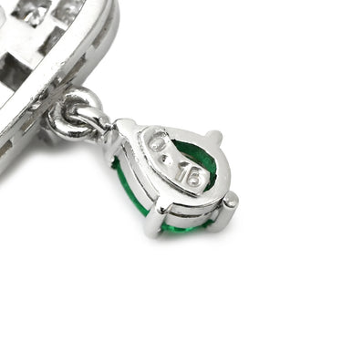 ミキモト MIKIMOTO エメラルド ダイヤモンド グリーン×プラチナシルバー Pt900 ダイヤモンド エメラルド ペンダントトップ Pt900 プラチナ バゲット ペアシェイプ 雫 しずく型