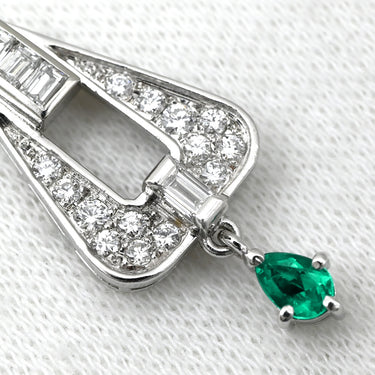 ミキモト MIKIMOTO エメラルド ダイヤモンド グリーン×プラチナシルバー Pt900 ダイヤモンド エメラルド ペンダントトップ Pt900 プラチナ バゲット ペアシェイプ 雫 しずく型