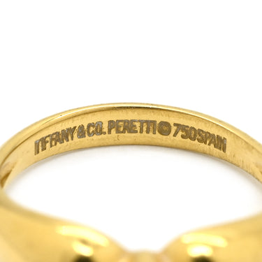 ティファニー Tiffany & Co ダブル ティアドロップ イエローゴールド K18YG ダイヤモンド リング 指輪 T＆Co. 18K AU750 YG 7.5号