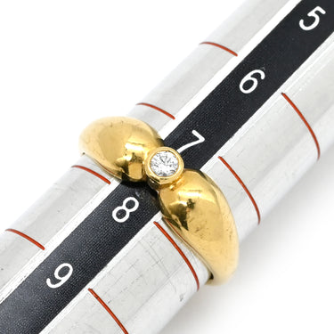 ティファニー Tiffany & Co ダブル ティアドロップ イエローゴールド K18YG ダイヤモンド リング 指輪 T＆Co. 18K AU750 YG 7.5号