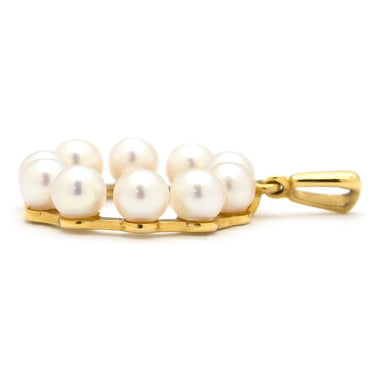 ミキモト MIKIMOTO パール 10P サークル パールホワイト×イエローゴールド K18YG パール ペンダントトップ MIKIMOTO 真珠 Au750 18K YG ネックレストップ