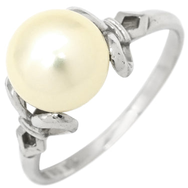 ミキモト MIKIMOTO パール ダイヤ デザインリング パールホワイト×ホワイトゴールド K14WG パール リング 指輪 TASAKI 真珠 1P 1粒 14K 14金 Au585 WG 11.5号