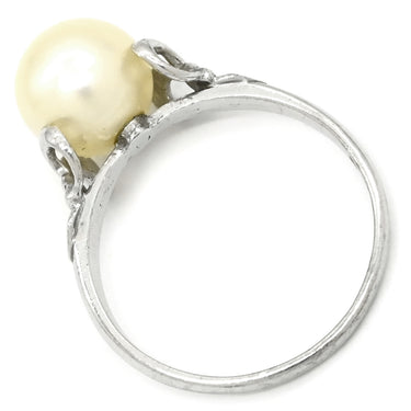 ミキモト MIKIMOTO パール ダイヤ デザインリング パールホワイト×ホワイトゴールド K14WG パール リング 指輪 TASAKI 真珠 1P 1粒 14K 14金 Au585 WG 11.5号