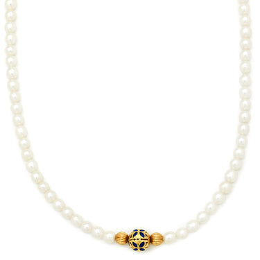 タサキ TASAKI パール 七宝 デザインネックレス ブルー×パールホワイト×イエローゴールド K18YG パール 七宝 ネックレス TASAKI 750 18K YG 真珠