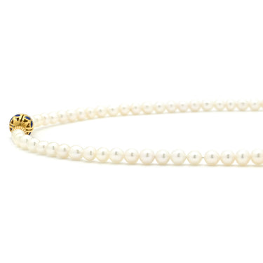タサキ TASAKI パール 七宝 デザインネックレス ブルー×パールホワイト×イエローゴールド K18YG パール 七宝 ネックレス TASAKI 750 18K YG 真珠