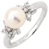 タサキ TASAKI パール ダイヤリング パールホワイト×プラチナシルバー Pt900 パール ダイヤモンド リング 指輪 TASAKI 真珠 1粒 プラチナ900 10号