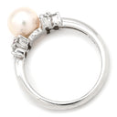 タサキ TASAKI パール ダイヤリング パールホワイト×プラチナシルバー Pt900 パール ダイヤモンド リング 指輪 TASAKI 真珠 1粒 プラチナ900 10号