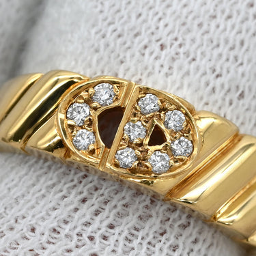 クリスチャン・ディオール Christian Dior CDロゴ ダイヤリング イエローゴールド K18YG ダイヤモンド リング 指輪 Au750 K18 10.5号