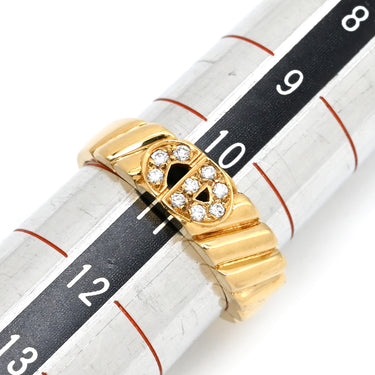 クリスチャン・ディオール Christian Dior CDロゴ ダイヤリング イエローゴールド K18YG ダイヤモンド リング 指輪 Au750 K18 10.5号