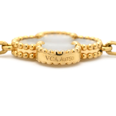 ヴァンクリーフアーペル Van Cleef & Arpels ヴィンテージアルハンブラ ブレスレット VCARA41800 パールホワイト×イエローゴールド K18YG マザーオブ パール ブレスレット 白 750 YG 5モチーフ