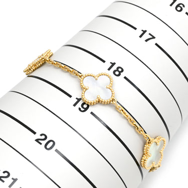 ヴァンクリーフアーペル Van Cleef & Arpels ヴィンテージアルハンブラ ブレスレット VCARA41800 パールホワイト×イエローゴールド K18YG マザーオブ パール ブレスレット 白 750 YG 5モチーフ