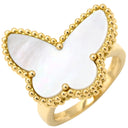 ヴァンクリーフアーペル Van Cleef & Arpels ラッキー アルハンブラ パピヨン パールホワイト×イエローゴールド K18YG マザーオブパール #51(JP11) リング 指輪 18K 18金 蝶 パール 11号
