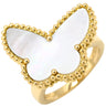 ヴァンクリーフアーペル Van Cleef & Arpels ラッキー アルハンブラ パピヨン パールホワイト×イエローゴールド K18YG マザーオブパール #51(JP11) リング 指輪 18K 18金 蝶 パール 11号