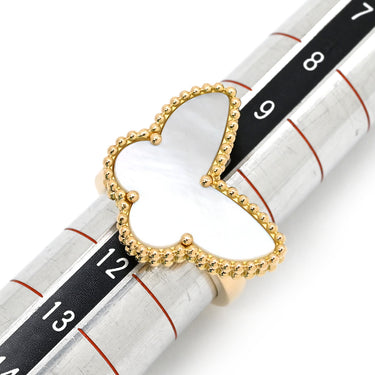 ヴァンクリーフアーペル Van Cleef & Arpels ラッキー アルハンブラ パピヨン パールホワイト×イエローゴールド K18YG マザーオブパール #51(JP11) リング 指輪 18K 18金 蝶 パール 11号