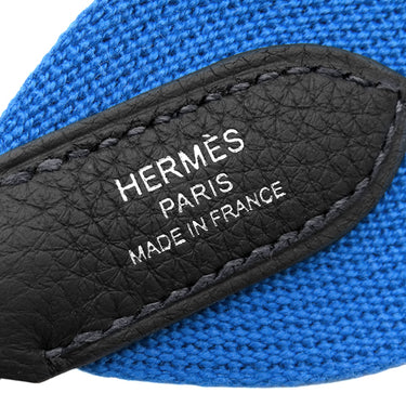 エルメス HERMES バンドリエール 76cm ブルー キャンバス レザー ショルダーストラップ シルバー金具 青 付け替え ストラップ 幅広