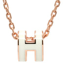 エルメス HERMES ポップアッシュ ミニ ペンダント ホワイトXローズゴールド GP ラッカー ネックレス ピンクゴールド金具 白 Hモチーフ 新品 未使用