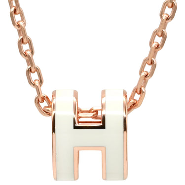 エルメス HERMES ポップアッシュ ミニ ペンダント ホワイトXローズゴールド GP ラッカー ネックレス ピンクゴールド金具 白 Hモチーフ 新品 未使用