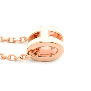 エルメス HERMES ポップアッシュ ミニ ペンダント ホワイトXローズゴールド GP ラッカー ネックレス ピンクゴールド金具 白 Hモチーフ 新品 未使用