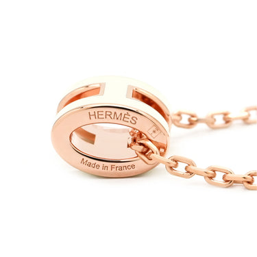 エルメス HERMES ポップアッシュ ミニ ペンダント ホワイトXローズゴールド GP ラッカー ネックレス ピンクゴールド金具 白 Hモチーフ 新品 未使用