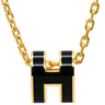 エルメス HERMES ポップアッシュ ミニ ペンダント ブラック×ゴールド GP ラッカー ネックレス 新品 未使用 Hモチーフ
