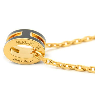 エルメス HERMES ポップアッシュ ミニ ペンダント ブラック×ゴールド GP ラッカー ネックレス 新品 未使用 Hモチーフ
