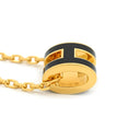 エルメス HERMES ポップアッシュ ミニ ペンダント ブラック×ゴールド GP ラッカー ネックレス 新品 未使用 Hモチーフ