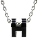 エルメス HERMES ポップアッシュ ミニ ペンダント ブラック×シルバー メタル ラッカー ネックレス 新品 未使用 Hモチーフ
