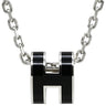 エルメス HERMES ポップアッシュ ミニ ペンダント ブラック×シルバー メタル ラッカー ネックレス 新品 未使用 Hモチーフ