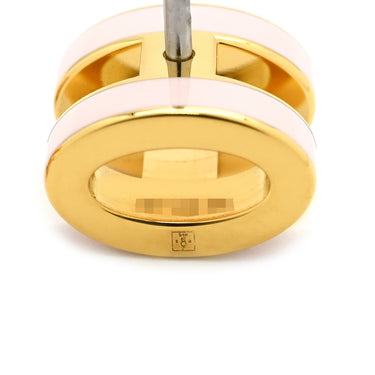 エルメス HERMES ポップアッシュ Hピアス ミニ ローズドラジェ×ゴールド GP エナメル ピアス PG金具 Hモチーフ RG PG ピンク
