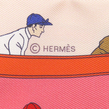 エルメス HERMES ツイリー H061144S ローズペール×ルージュ×ブルー シルク スカーフ 新品 未使用 【TURF LES COURSES/競馬】