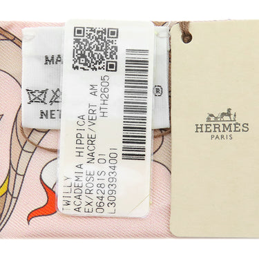エルメス HERMES ツイリー H064281S ローズナークル×ヴェールアマンド×マルチカラー シルク スカーフ 【アカデミア イピカ/Academia Hippica】