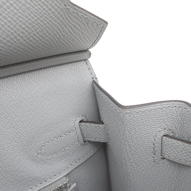 エルメス HERMES バーキン25 セリエ 外縫い ブルーグラシエ ヴォーエプソン ハンドバッグ シルバー金具 ブルーグレー 2024年製