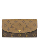 ルイヴィトン LOUIS VUITTON ポルトフォイユ エミリー M82157 モノグラムリバース モノグラムキャンバス モノグラムリバースキャンバス 長財布 ゴールド金具 茶 2つ折り