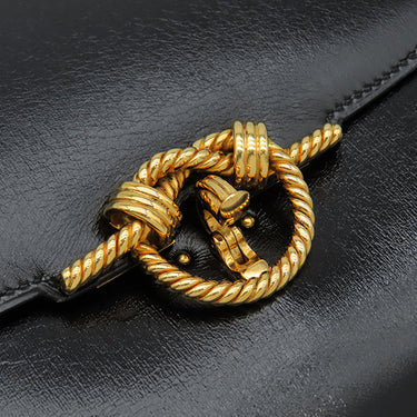 エルメス HERMES コルドリエール ブラック ボックスカーフ ハンドバッグ ゴールド金具 黒 ヴィンテージ