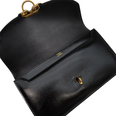 エルメス HERMES コルドリエール ブラック ボックスカーフ ハンドバッグ ゴールド金具 黒 ヴィンテージ