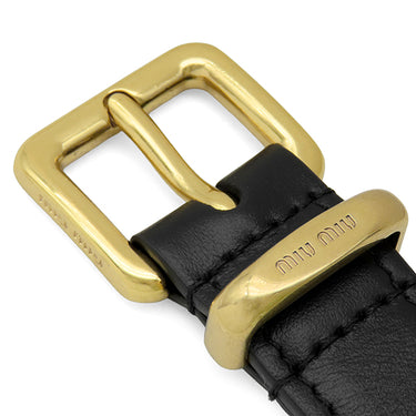 ミュウミュウ MIU MIU ロゴ ウエストポーチ DNP104 ブラック レザー ウエストバッグ ゴールド金具 黒 ベルトバッグ