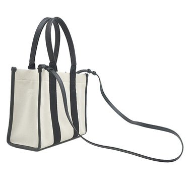 バレンシアガ BALENCIAGA ハードウェア スモール トート 671402 2HHAM 9260 ブラック×ナチュラル キャンバス レザー 2WAYバッグ ゴールド金具
