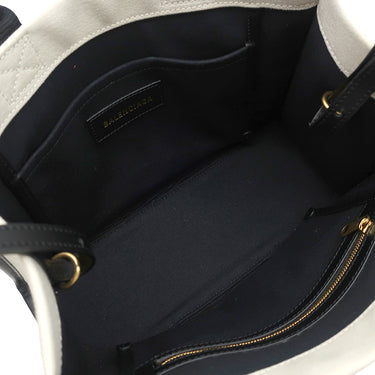 バレンシアガ BALENCIAGA ハードウェア スモール トート 671402 2HHAM 9260 ブラック×ナチュラル キャンバス レザー 2WAYバッグ ゴールド金具
