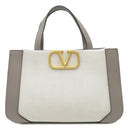 ヴァレンティノ VALENTINO Vロゴ シグネチャー スモール 2W0B0K96YJH ホワイト×グレー キャンバス レザー 2WAYバッグ ゴールド金具