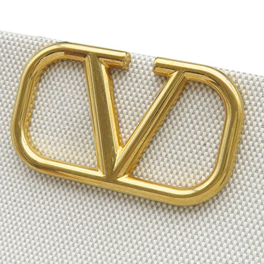ヴァレンティノ VALENTINO Vロゴ シグネチャー スモール 2W0B0K96YJH ホワイト×グレー キャンバス レザー 2WAYバッグ ゴールド金具