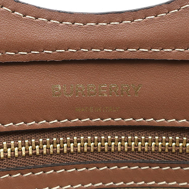 バーバリー BURBERRY ミニ ポケットバッグ 8031746 ナチュラル×モルトブラウン キャンバス レザー 2WAYバッグ ゴールド金具 茶 ハンドバッグ ショルダー