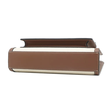 バーバリー BURBERRY ミニ ポケットバッグ 8031746 ナチュラル×モルトブラウン キャンバス レザー 2WAYバッグ ゴールド金具 茶 ハンドバッグ ショルダー